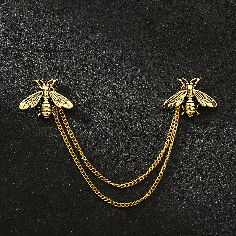 Long Chain Bee Brooch